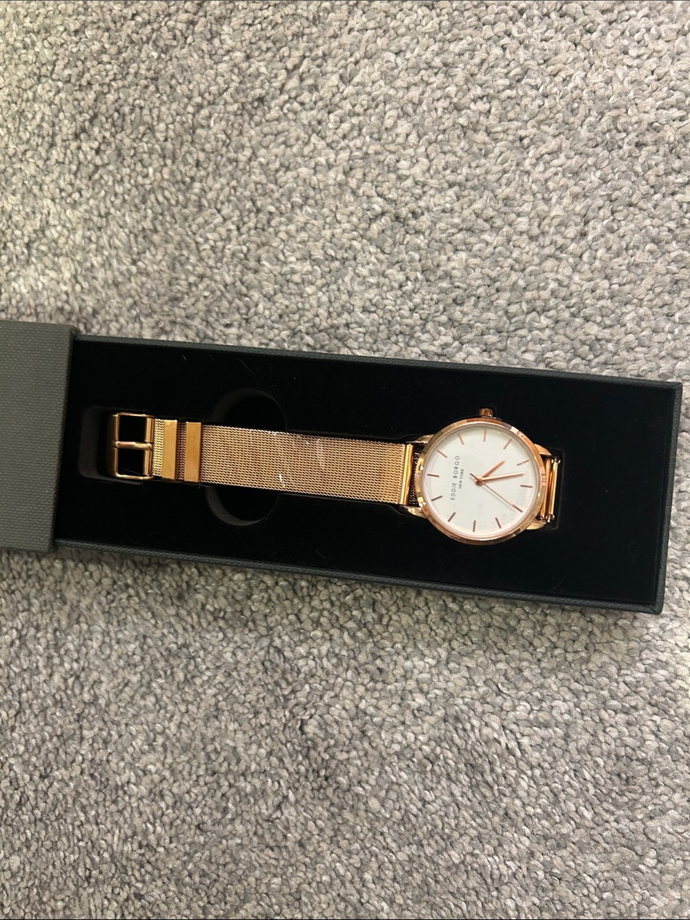 Eddie Borgo Rose Gold Mesh Strap Watch with White Dial